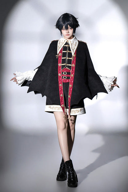 Black [Vampire Noble Court] Long Sleeves Embroidery Gothic Prince Handsome Ouji Lolita Set