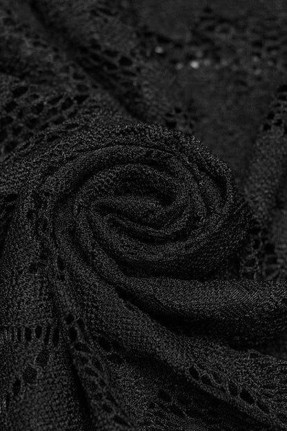 Black Sleeveless Hollow Cross Embroidery Lace Womens Gothic Vest