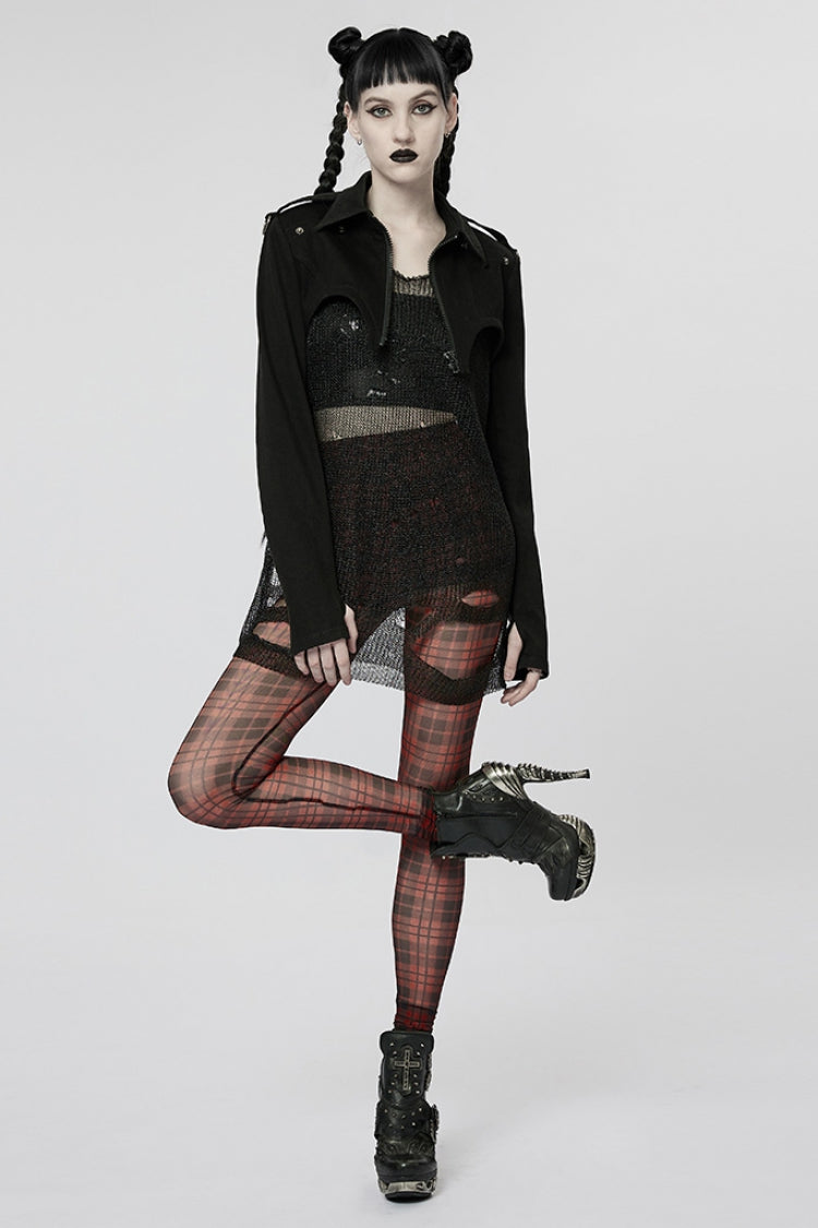 Sleeveless Mesh Ripped Women's Steampunk Sweater 2 Colors
