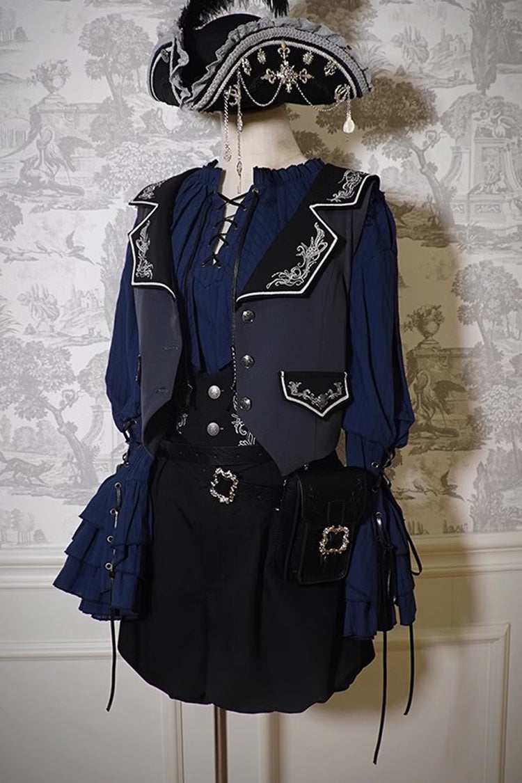 Pirate Series Navigation Treasure Hunting Guide High Waisted Embroidery Ouji Handsome Lolita Shorts 2 Colors