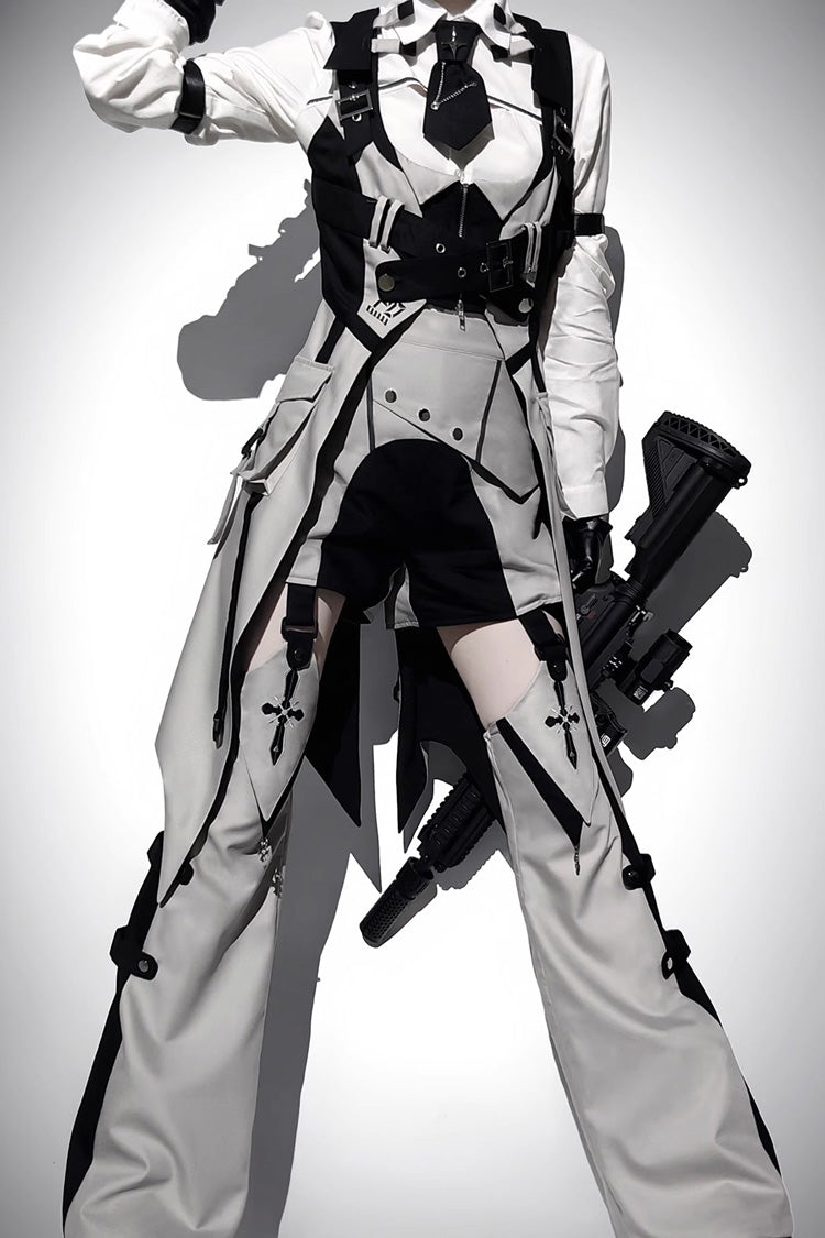 Black/White Long Sleeves Color Matching Handsome Sci-fi Lolita Shirt