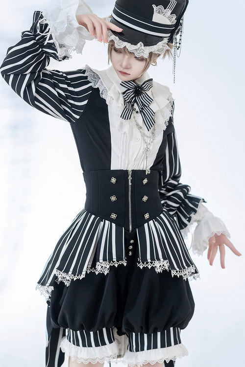 Black/White Wonderful Trick Print Lace Ouji Fashion Elegant Lolita Blouse