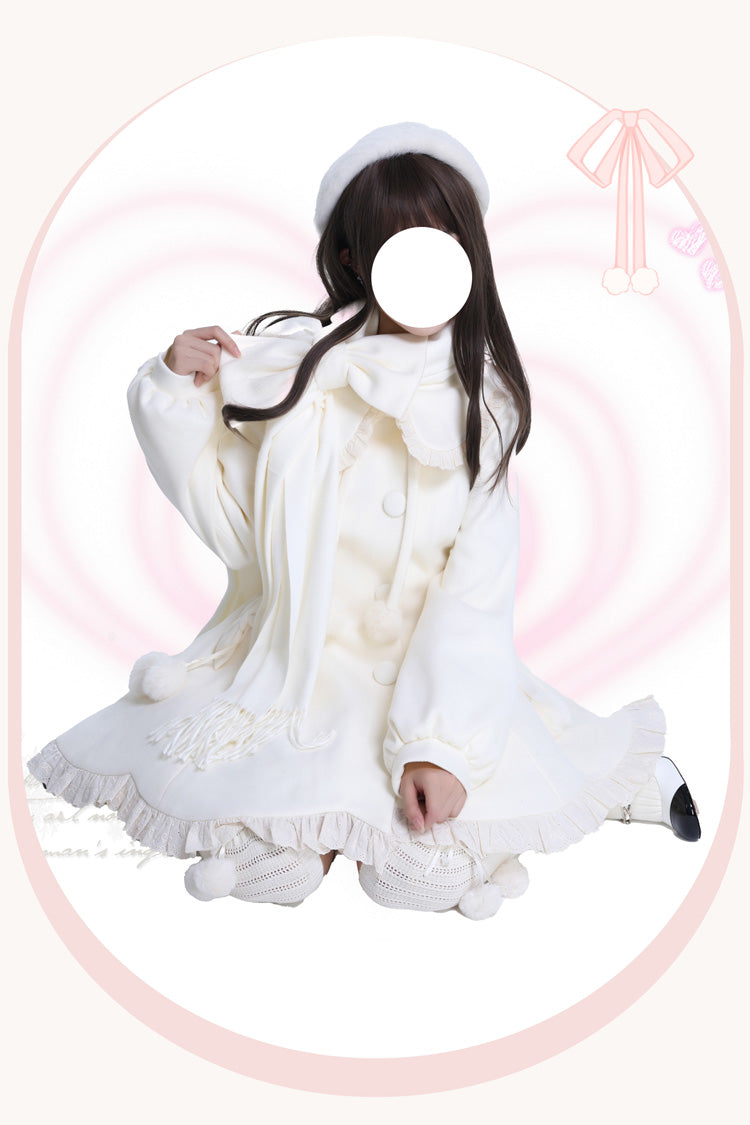 [Winter Sonata] Long Sleeves Ruffle Bowknot Sweet Elegant Princess Lolita Coat 2 Colors