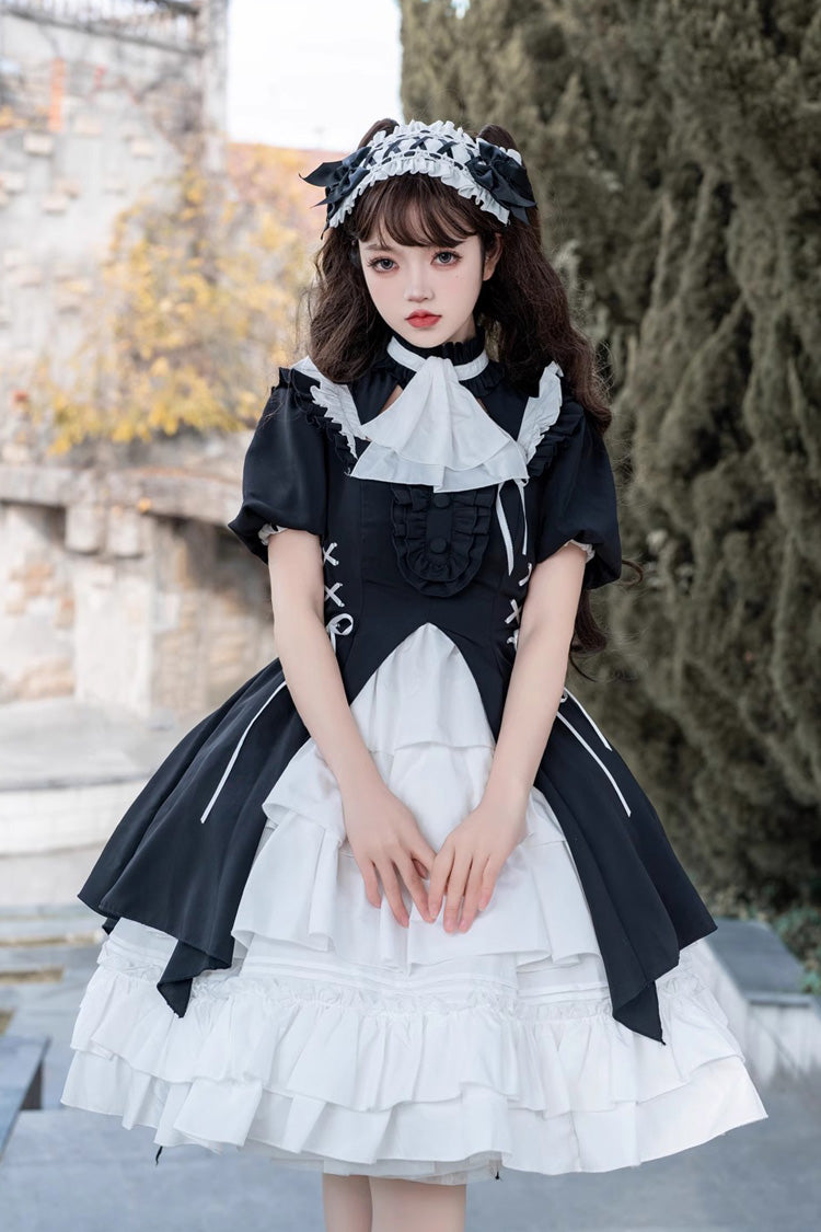 Black/White Night Gem Dark Magic Detachable Sleeves Cardigan Gothic Lolita Dress