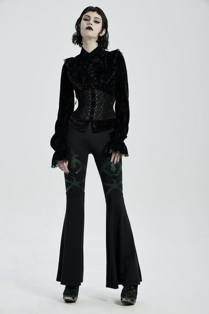 Red Jacquard Lace-Up Slim Women's Corset