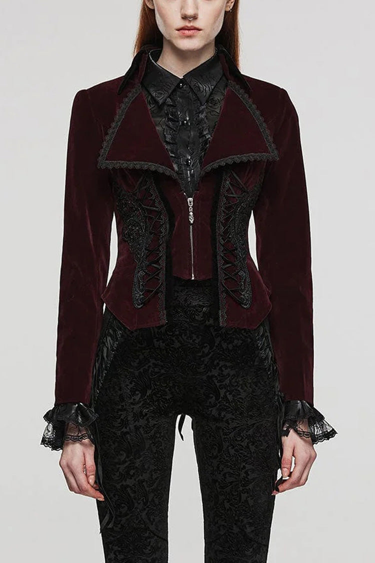 Women's Large Lapel Collar Long Sleeves Slim Tuxedo Gothic Coat 2 Colors