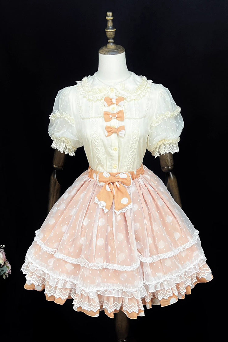 [Wave Candy] Triple-Layered Print Ruffle Bowknot Sweet Lolita Skirt 3 Colors