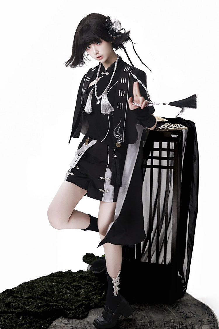 Black [The Strange End of the Immortal Sect] Sleeveless Chinese Style Ouji Lolita Set