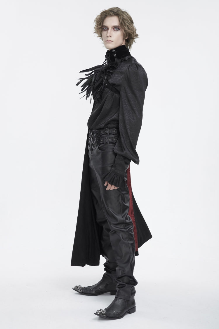 Black Stand Collar Men's Gothic Accessory Feather Cape