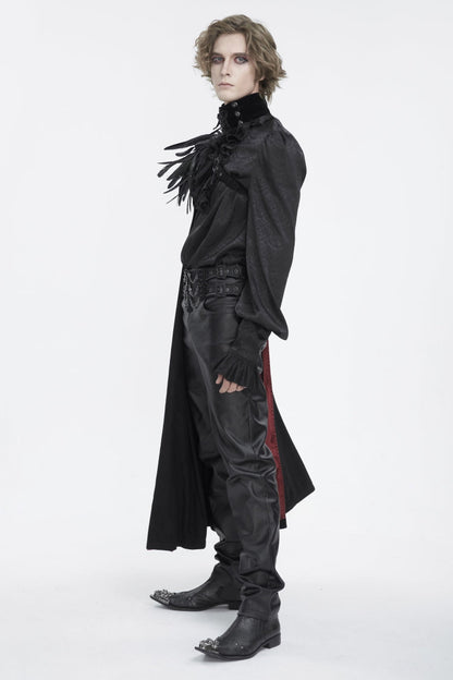 Black Stand Collar Men's Gothic Accessory Feather Cape
