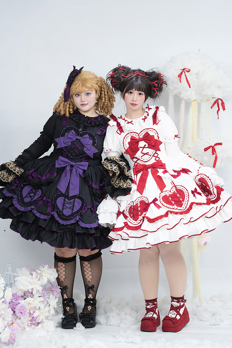 Black/Purple [Frosted Sugar Gift Box] Sleeveless Ruffle Bowknot Gothic Plus Size Princess Lolita Jsk Dress