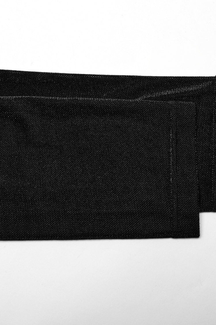 Black Stand Collar Long Sleeves Embroidery Cross Flocking Men's Gothic Blouse