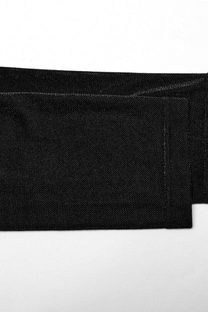 Black Stand Collar Long Sleeves Embroidery Cross Flocking Men's Gothic Blouse