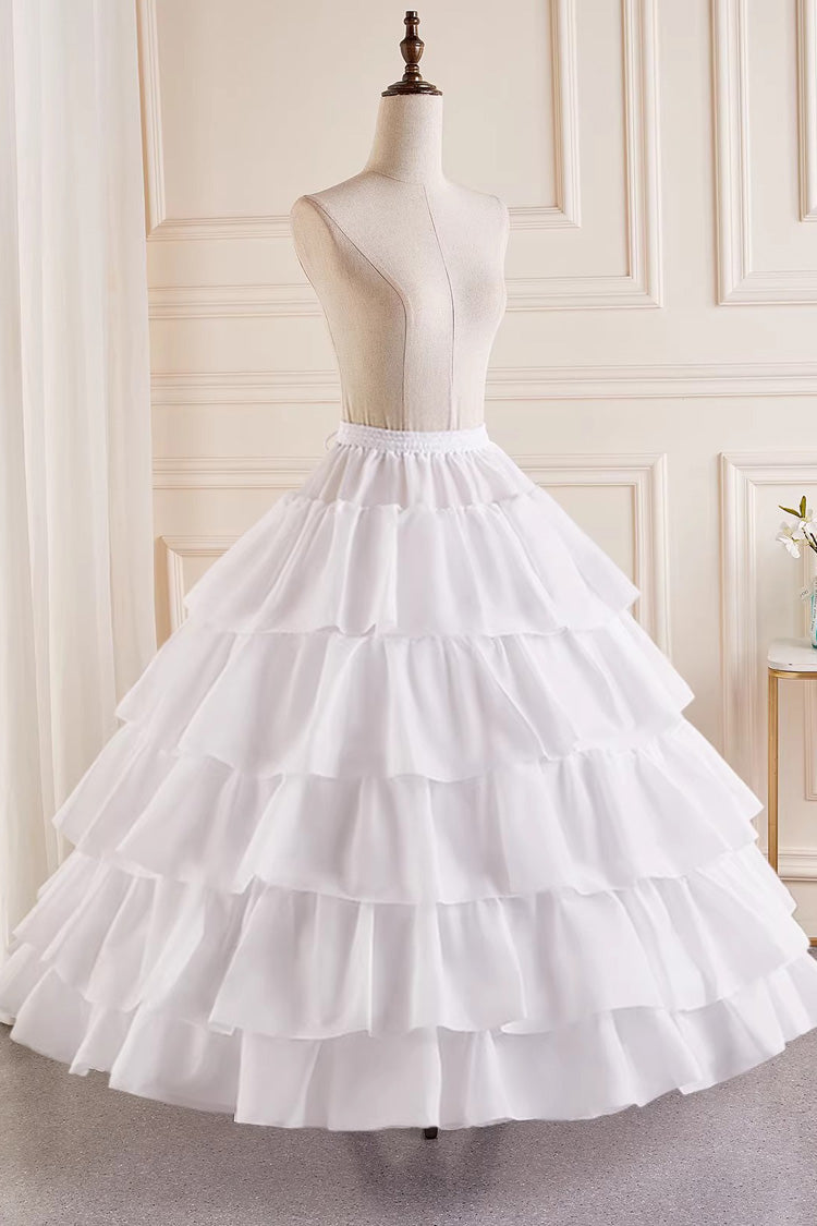 White Multi-Layered Hanayome Fishbone Sweet Lolita Long Petticoat