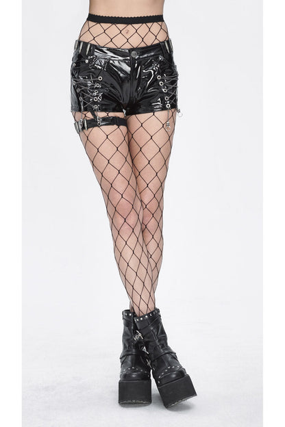 Black Slim Womens Steampunk Shorts
