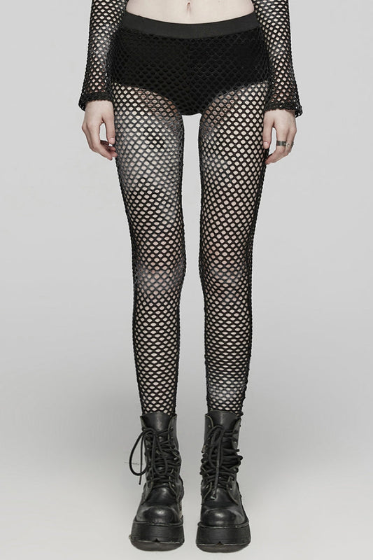 Tie-dyed Print Stitching Sheer Mesh Women's Steampunk Leggings 3 Colors