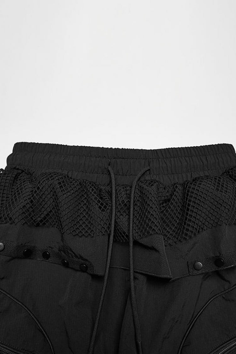 Pleated Women's Punk Ruffled Hem Big Pockets Cargo  Pants cool