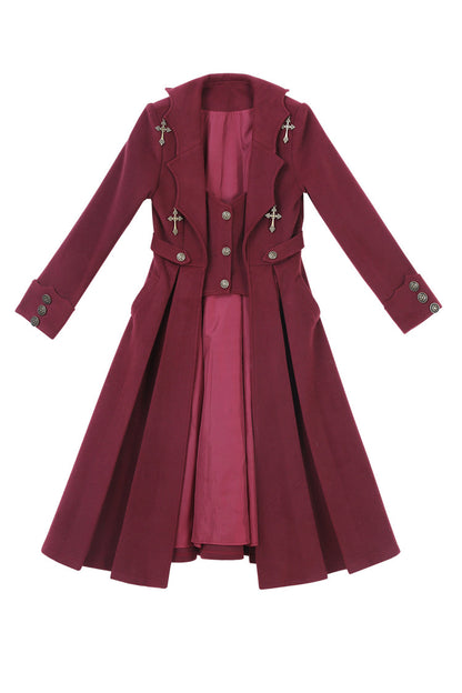 Red [The Legend of Dracula] Bat Collar Long Sleeves Prince Handsome Ouji Lolita Coat