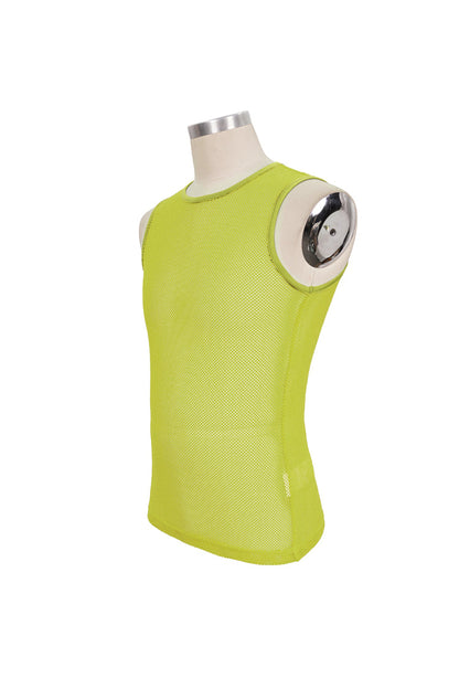Yellow Elasticity Perspective Rhombus Net Yarn Sleeveless Men's Gothic T-Shirt