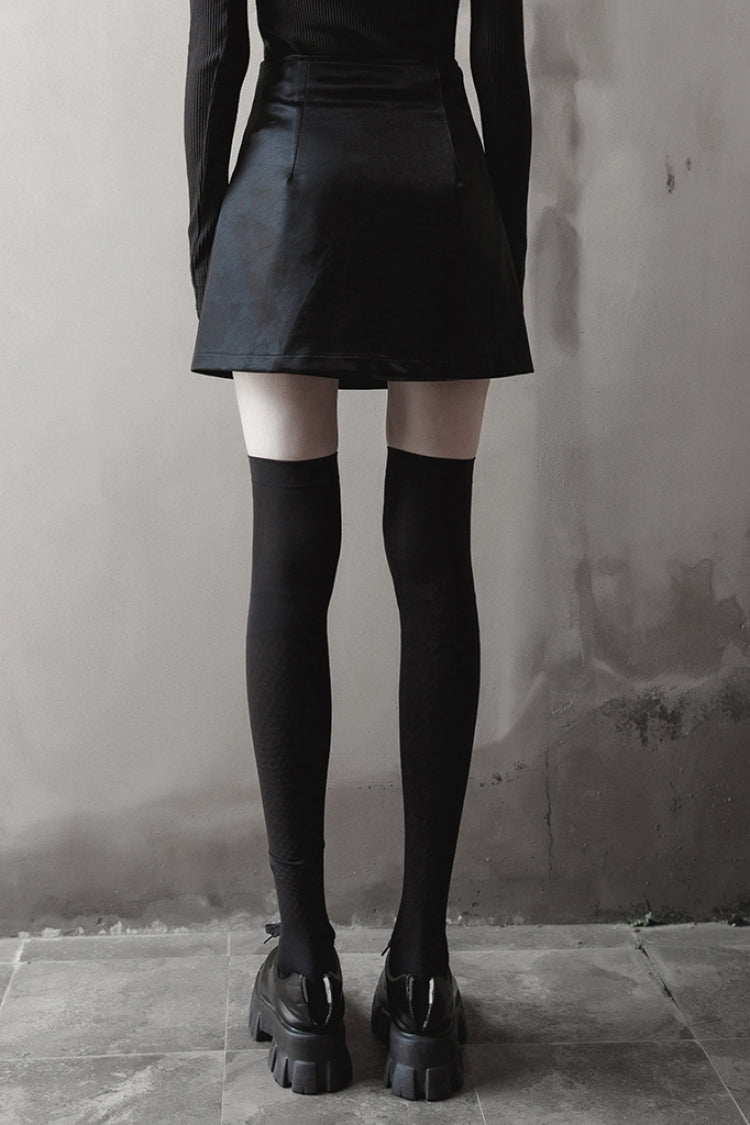 Black Rivet Lace A Version Women's Punk Leather Skirt