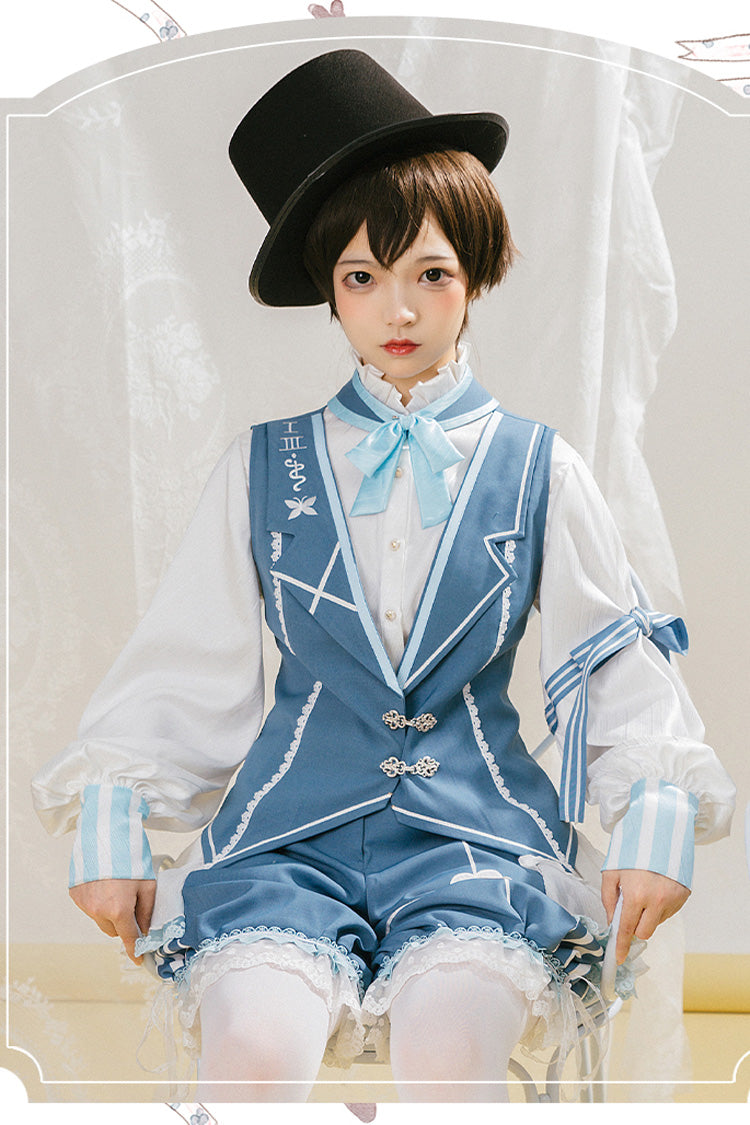 Blue/White Alice Detective Series Ouji Lolita Set