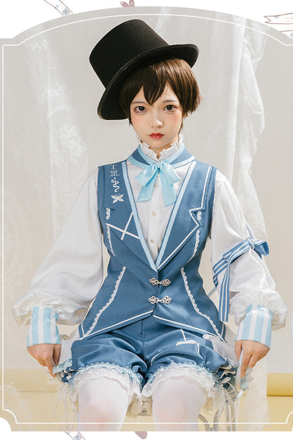 Blue/White Alice Detective Series Ouji Lolita Set