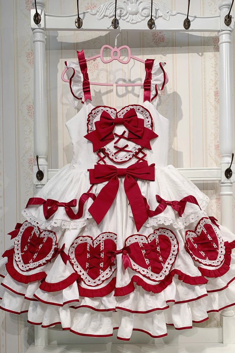 Red/White [Frosted Sugar Gift Box] Sleeveless Ruffle Bowknot Sweet Plus Size Princess Lolita Jsk Dress
