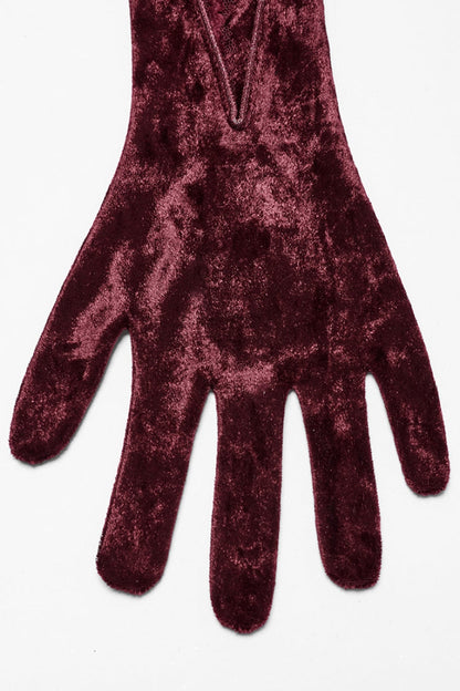 Red Floral Embroidery Lace-Up Women's Gothic Gloves