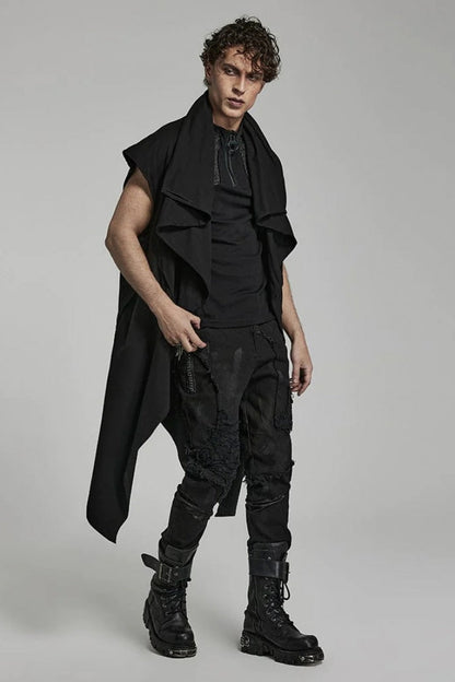 Spiked Hem Doomsday Irregular Mens Steampunk Vest 2 Colors