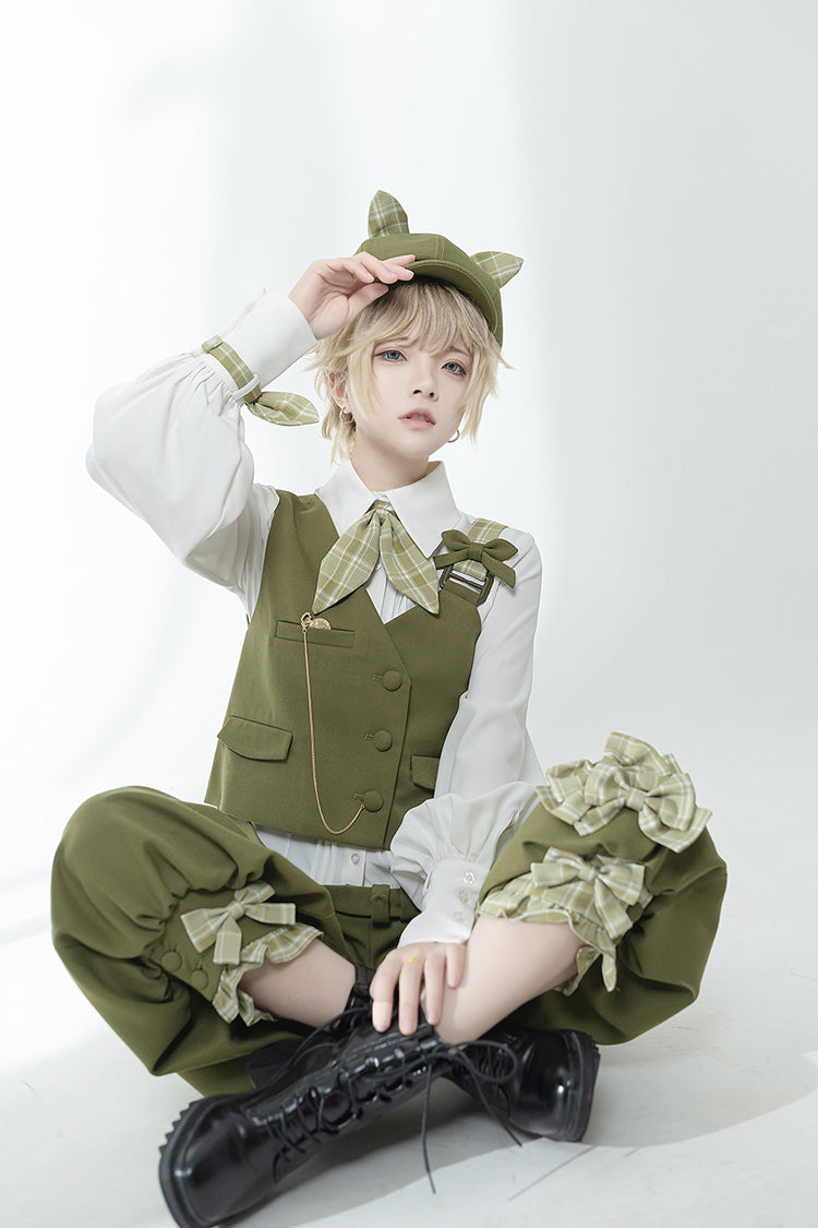 Matcha Green Cute and Handsome Secret Morning Post Series Ouji Lolita Vest
