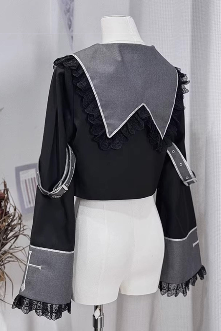 Black [Rules of the Otherworld] Long Sleeves Gothic Ouji Lolita Shorts Coat Set