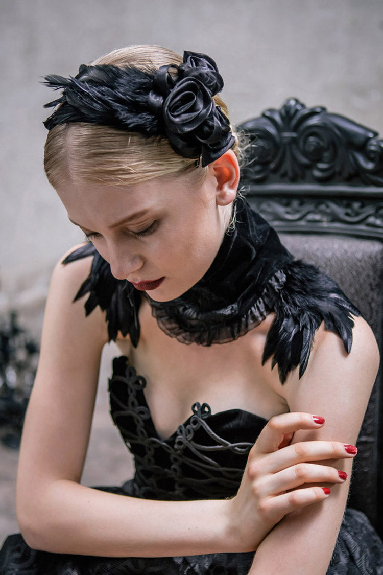 Black Roses Gauze Gothic Women's Hair Plug