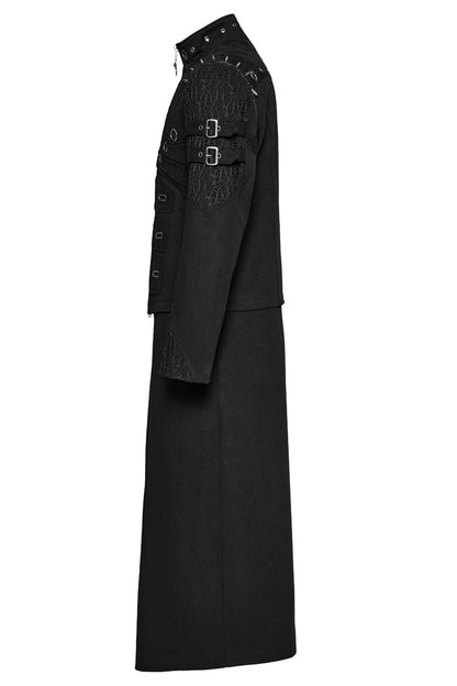 Black Stand Collar Detachable Versatile Men's Punk Coat