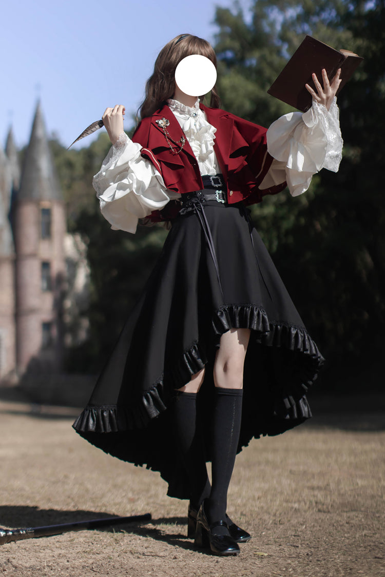 Black [Day and Night Song] Long Sleeves Ruffle Ouji Gothic Lolita Skirt Blouse