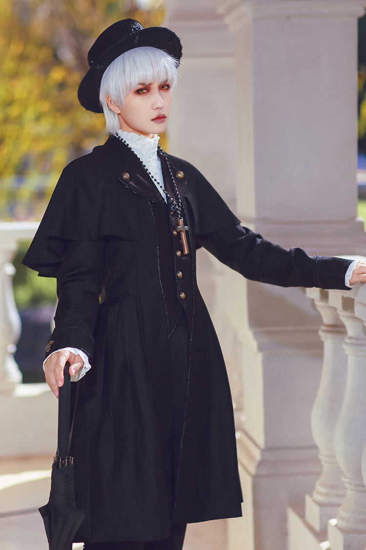 Black [The Eternal Sea of Hope] Long Sleeves Ouji Fashion Vintage Elegant Prince Lolita Long Coat