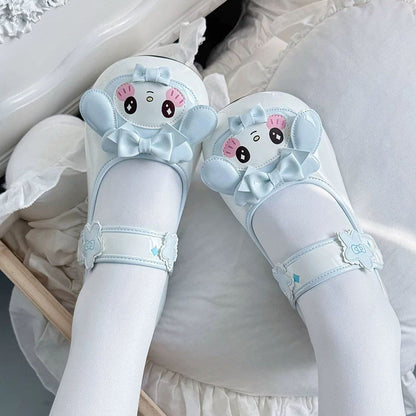 Cute Bunny Bowknot Round-Toe Low Heel Sweet Lolita Mary Jane Shoes 3 Colors