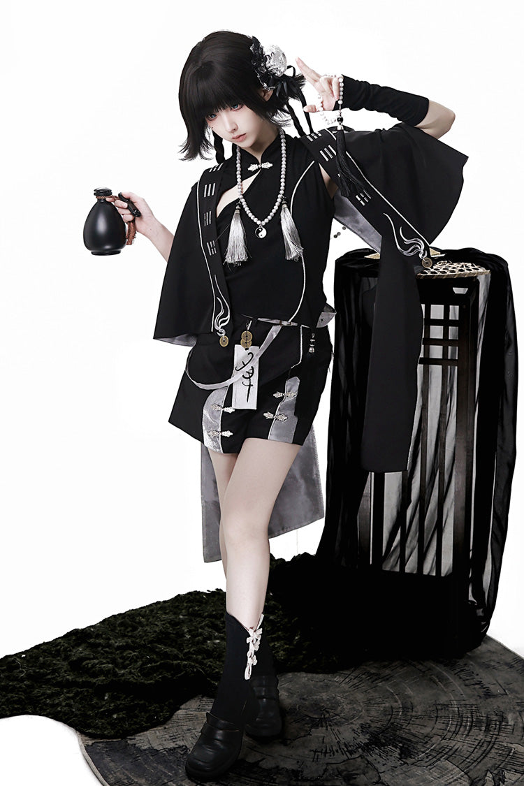 Black [The Strange End of the Immortal Sect] Sleeveless Chinese Style Ouji Lolita Set