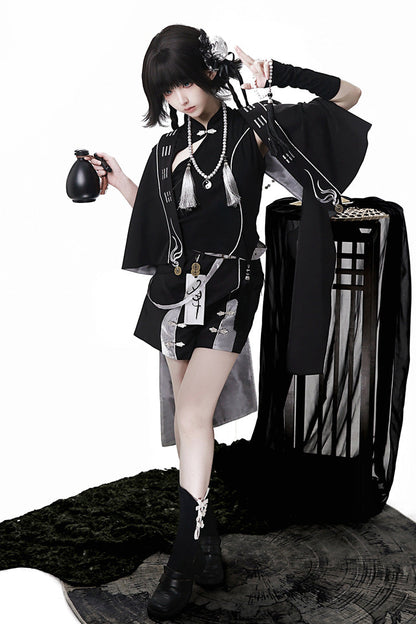 Black [The Strange End of the Immortal Sect] Sleeveless Chinese Style Ouji Lolita Set