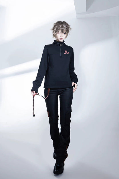 Black [Nameless Blade] Stand Collar Long Sleeves Gothic Prince Ouji Lolita Pants Set