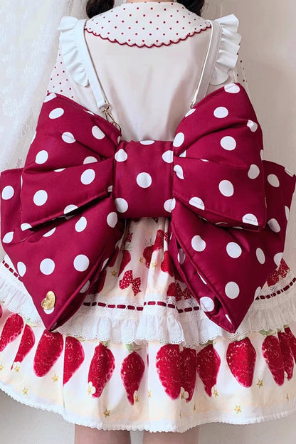 Red/White Polka Dot Print Bowknot Shaped Sweet Lolita Backpack