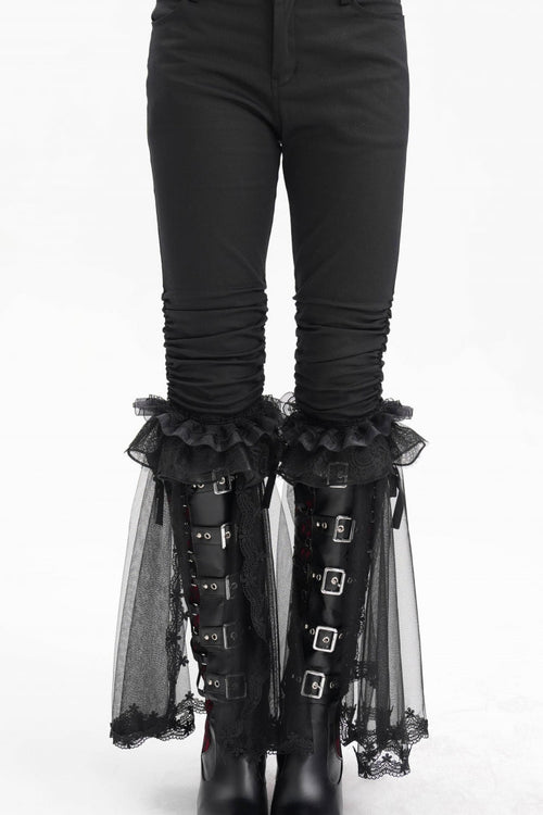 Black Ruffle Stitching Lace Women's Gothic Pants