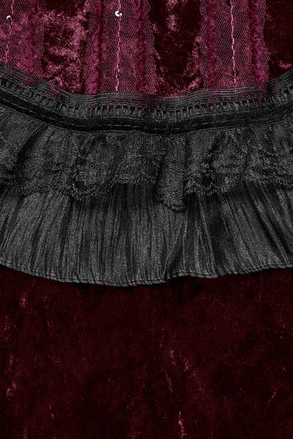 Red Sleeveless Ruffle Stitching Lace Women's Gothic Cape