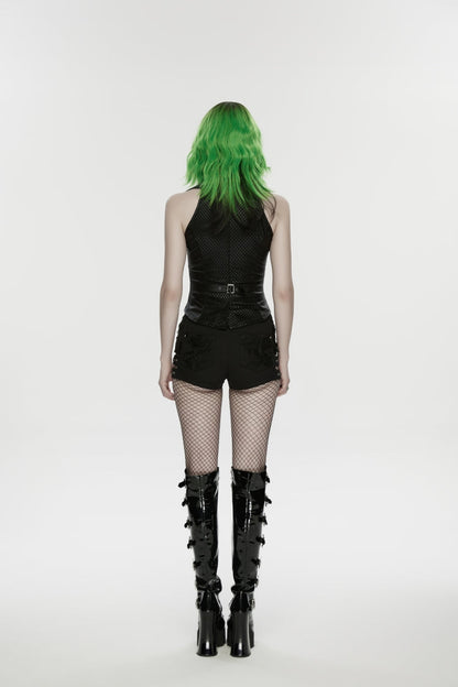 Black Ripped Studded Women's Punk Shorts