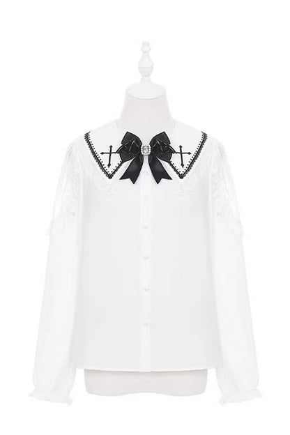 Black/Red [Showa Cake] Sleeveless Triple-Layered Ruffled Bow Lace-Up Witch Gothic Lolita Jsk Dress