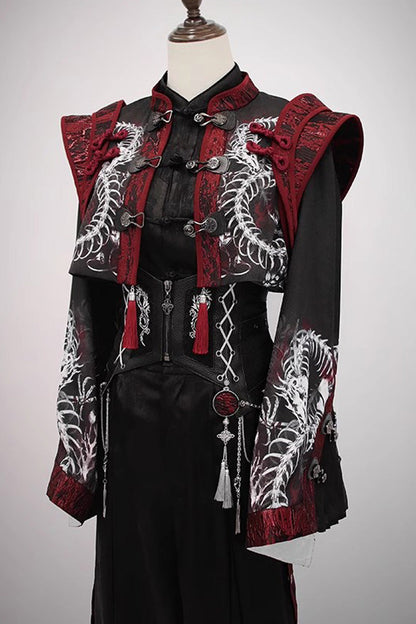 [Bone Dragon] Long Sleeves Print Ouji Fashion Classic Lolita Coat 2 Colors