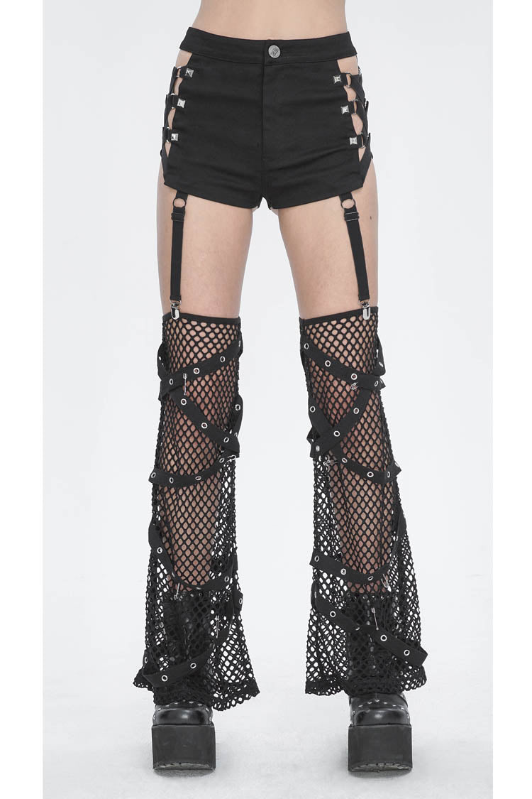 Black Side Cutouts Womens Steampunk Shorts