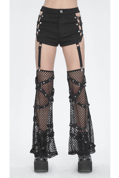 Black Side Cutouts Womens Steampunk Shorts