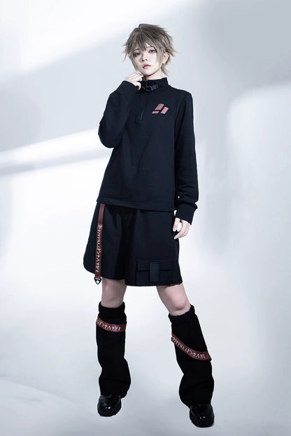 Black [Nameless Blade] Stand Collar Long Sleeves Gothic Prince Ouji Lolita Shorts Set