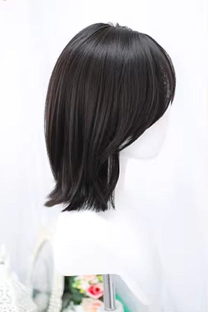 Black Tea Brown Shoulder Length Sweet Lolita Wig with Curtain Bangs