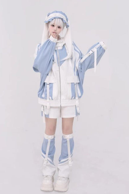 [Wing Light Machinery] Long Sleeves Print Jirai Kei Cool Coat 4 Colors